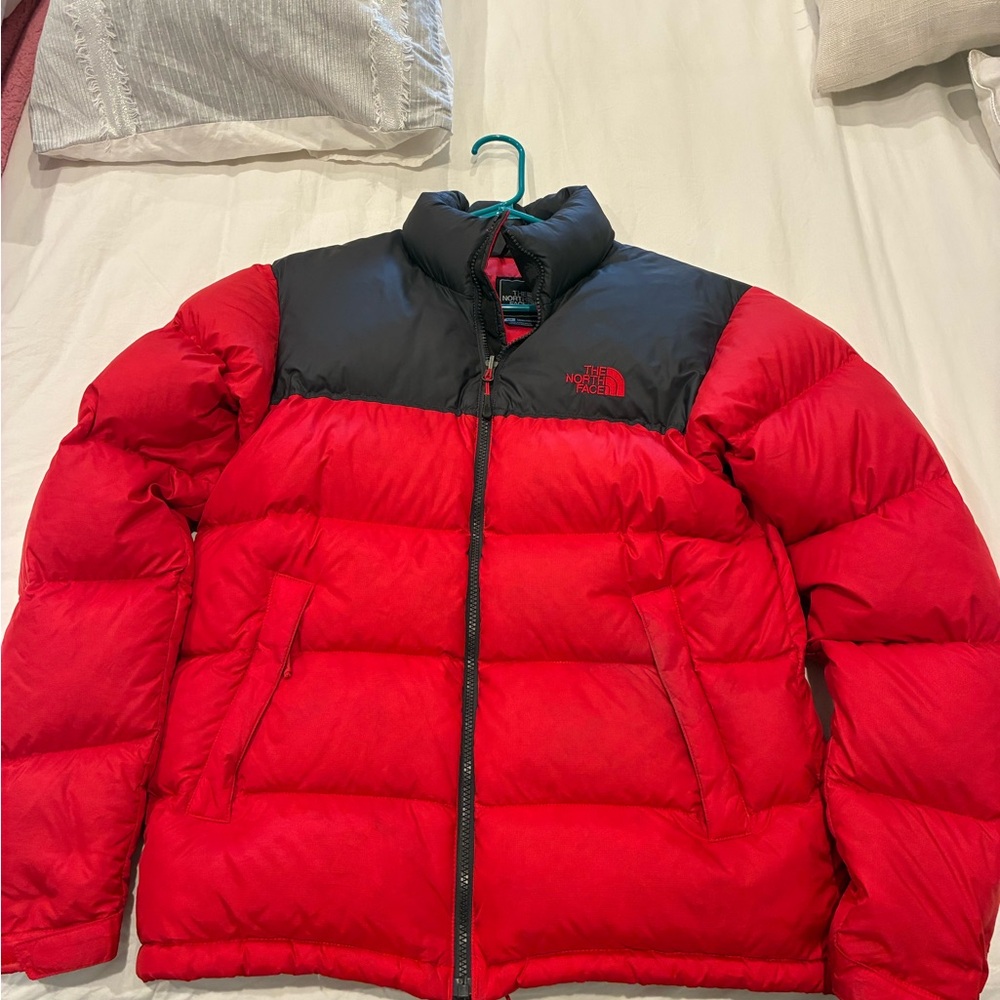 The North Face Bold Red and Black Down Jacket